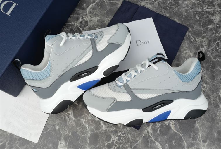 D10r B22 SNEAKERS WHITE AND BLUE TECHNICAL MESH AND GRAY CALFSKIN DO001