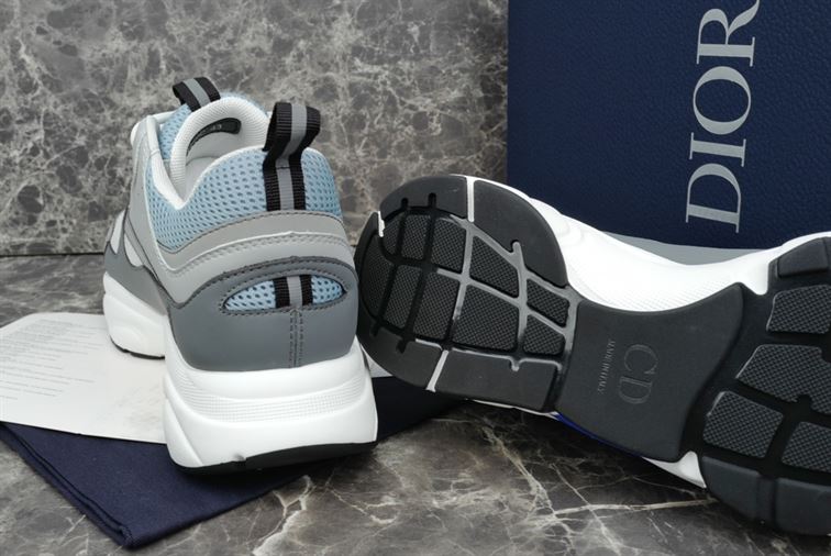 D10r B22 SNEAKERS WHITE AND BLUE TECHNICAL MESH AND GRAY CALFSKIN DO001
