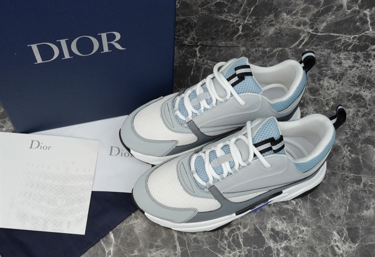 D10r B22 SNEAKERS WHITE AND BLUE TECHNICAL MESH AND GRAY CALFSKIN DO001