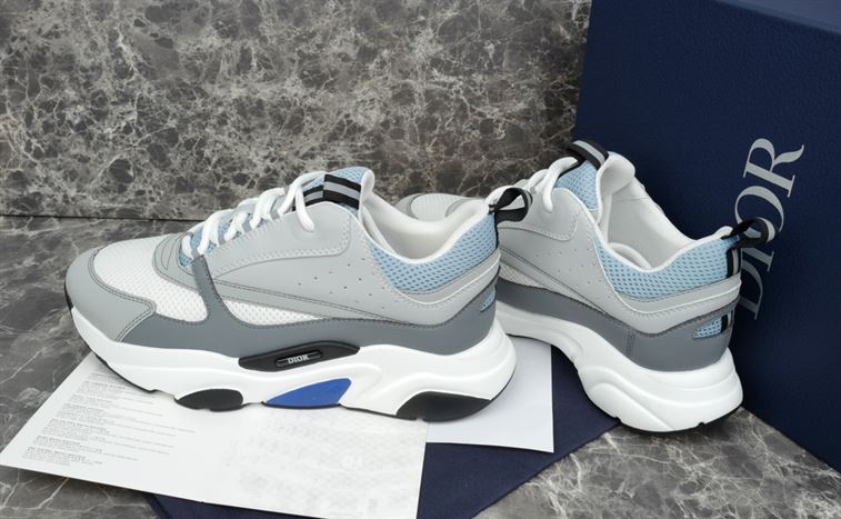 D10r B22 SNEAKERS WHITE AND BLUE TECHNICAL MESH AND GRAY CALFSKIN DO001