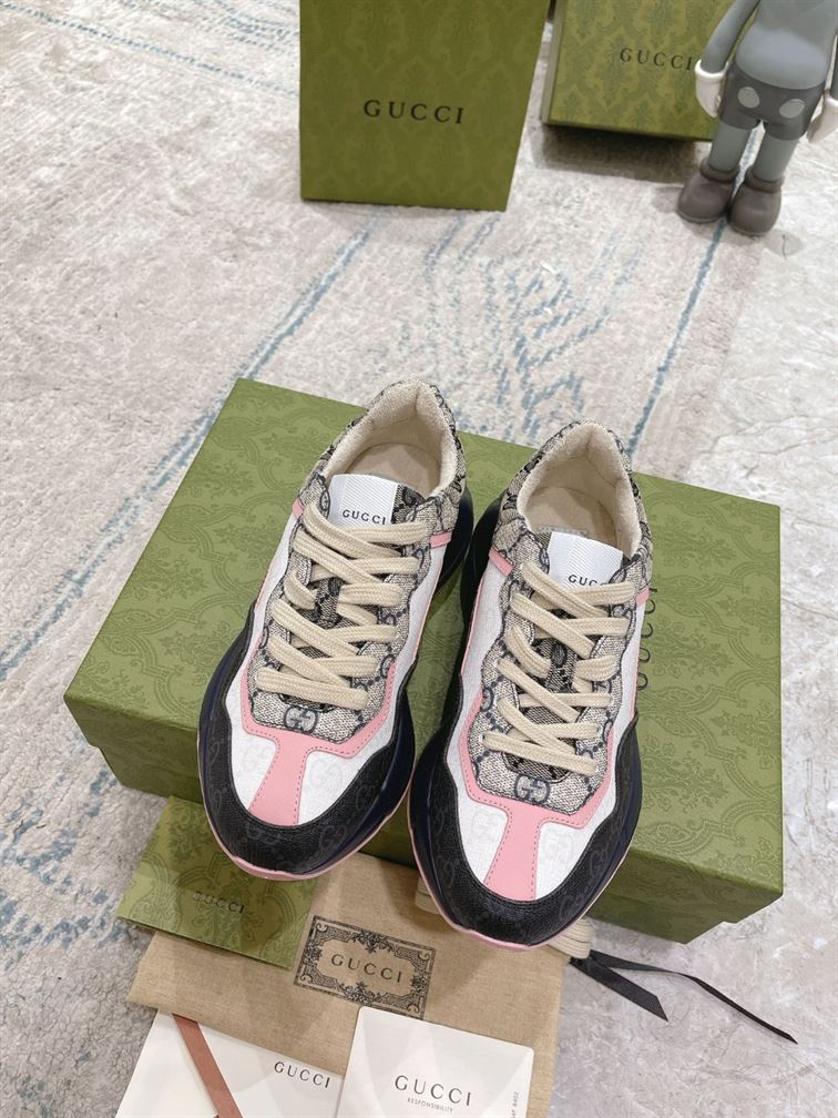 Gvc*1 RHYTON GG-MONOGRAM LEATHER-TRIM CANVAS TRAINERS GCC106