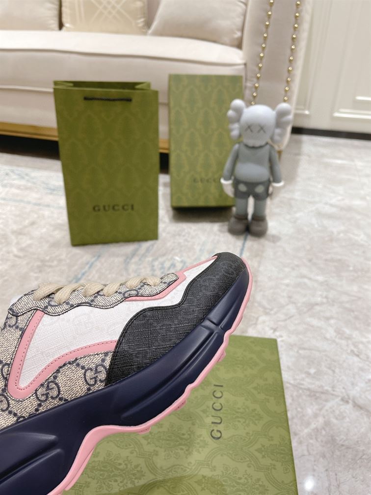 Gvc*1 RHYTON GG-MONOGRAM LEATHER-TRIM CANVAS TRAINERS GCC106