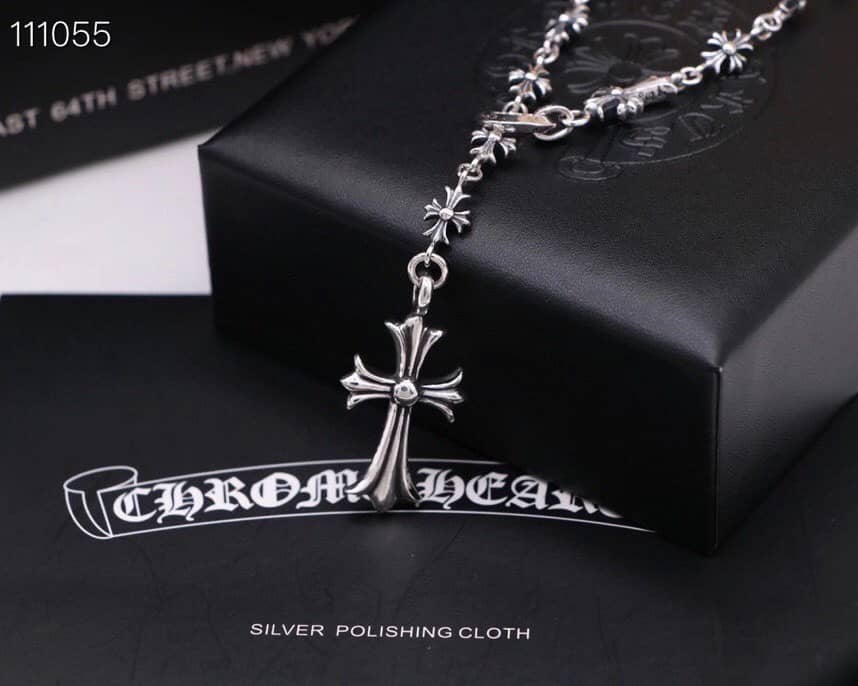 Fake Ch*0me He**ts Logo Necklace