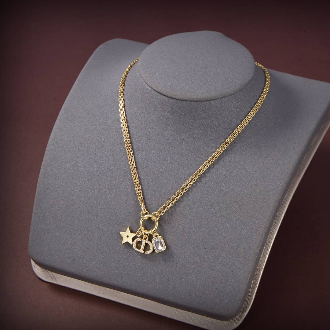 Fake Chr1st1an D10r Logo Necklace
