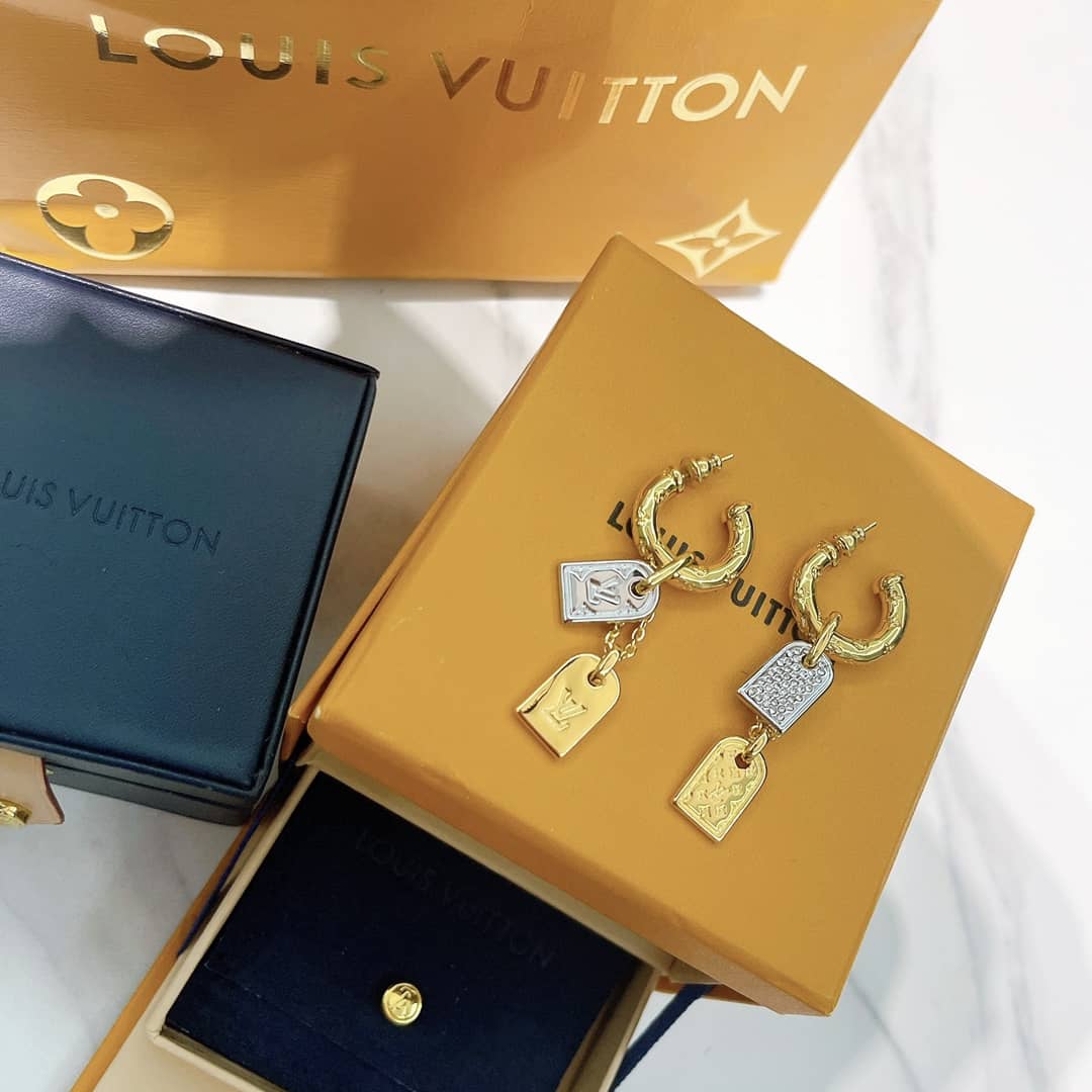 LV Hoop Earrings Dupe Logo