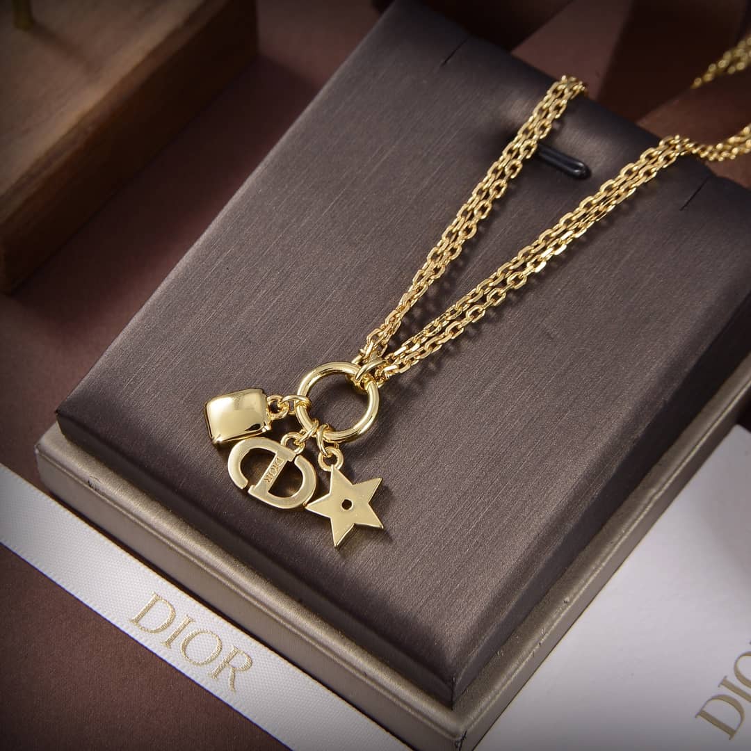 Fake Chr1st1an D10r Logo Necklace