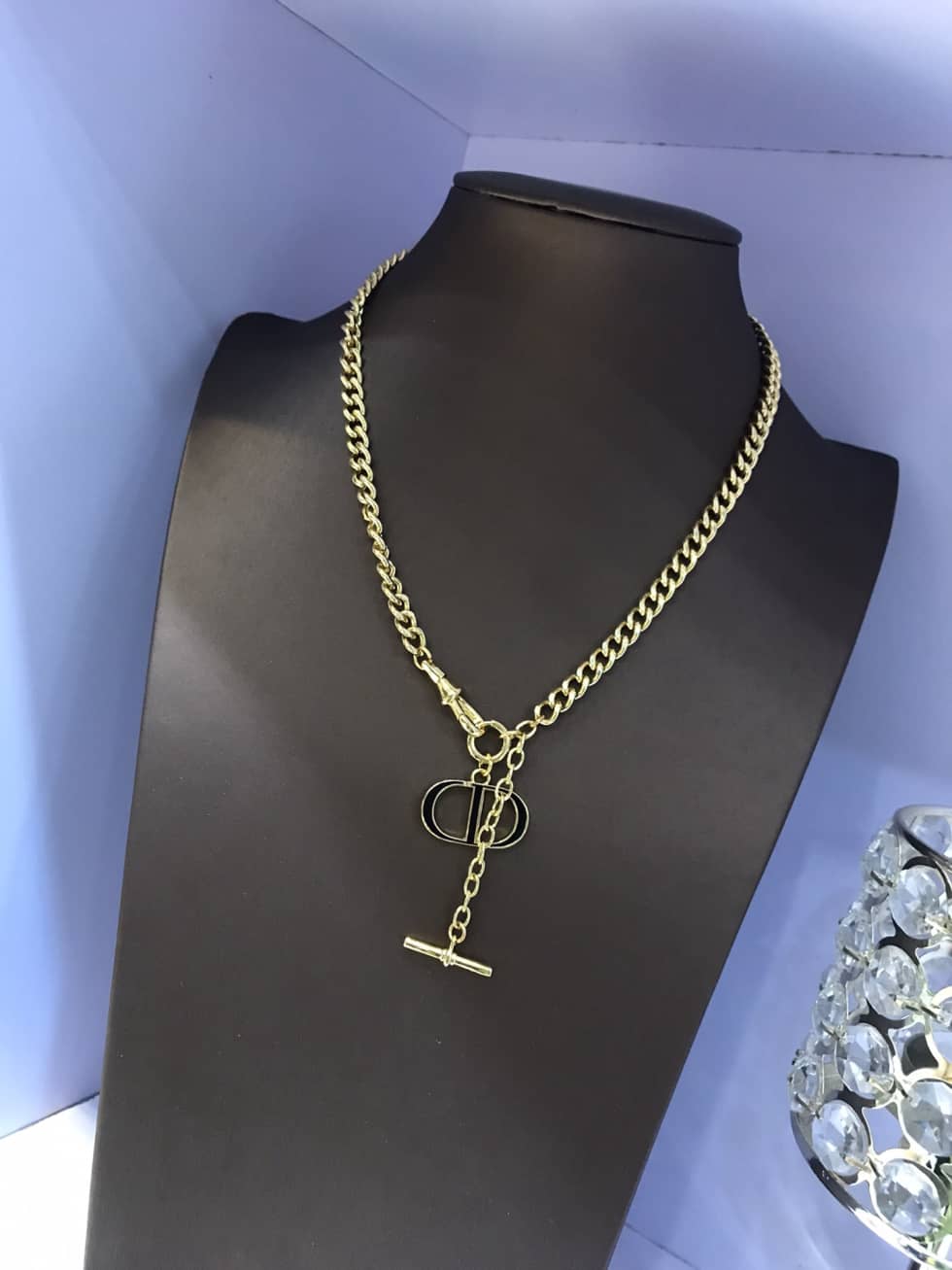 Fake Chr1st1an D10r Logo Necklace