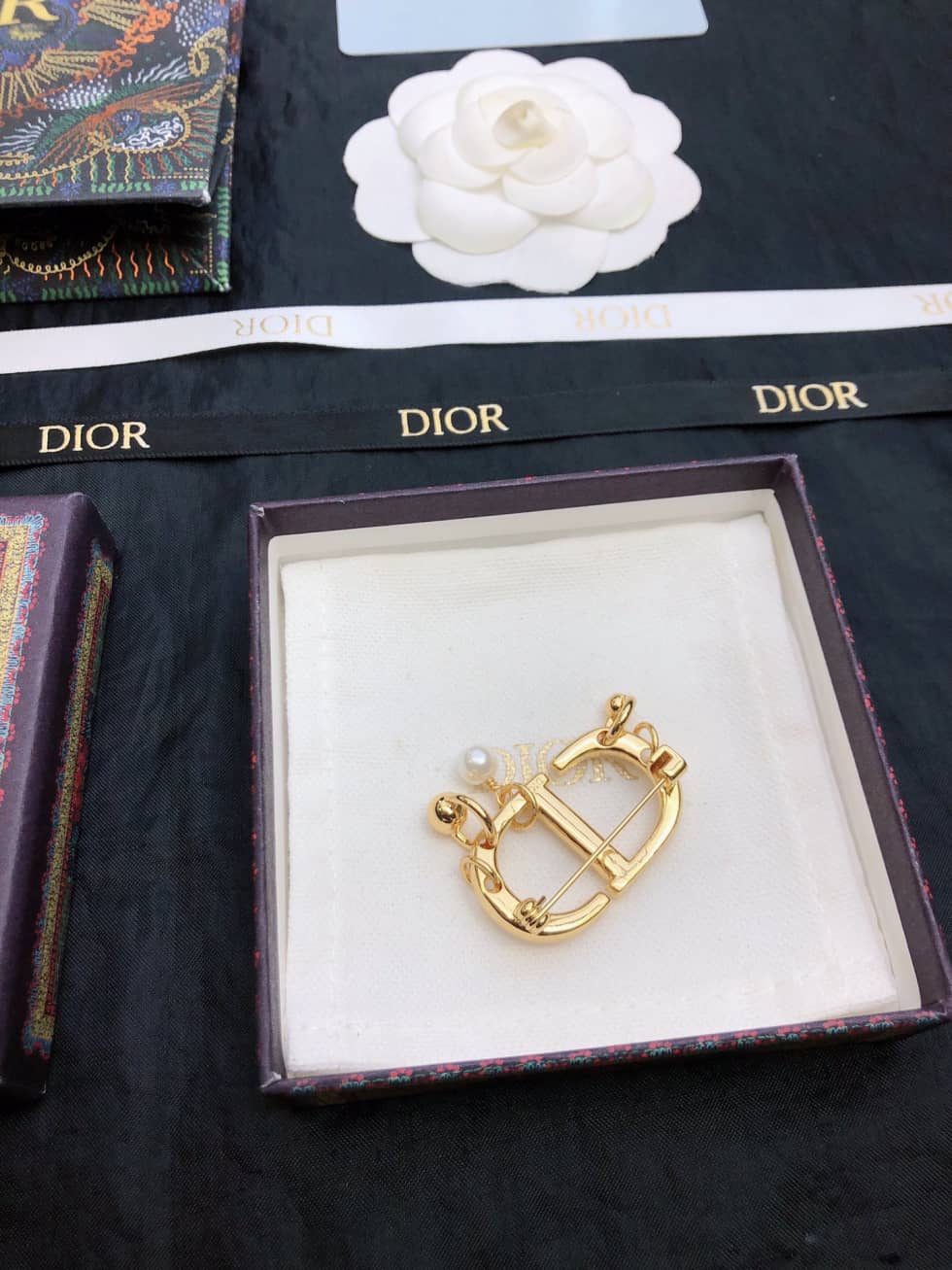 Fake Chr1st1an D10r Logo Brooch