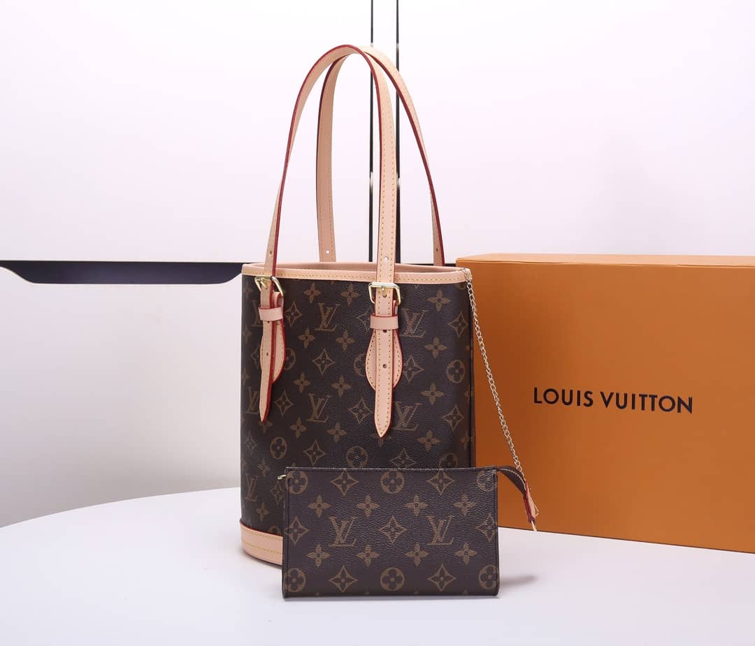 L0vis Vvtt0n Petit PM Monogram Canvas Brown M42238 Replica Bucket Bag