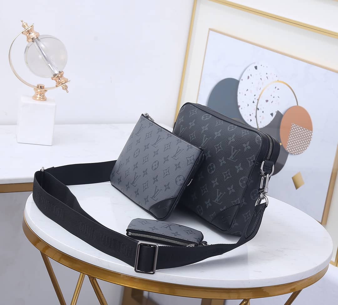 L0vis Vvtt0n Virgil Abloh Trio Multi Messenger Bag Replica Gray M69443