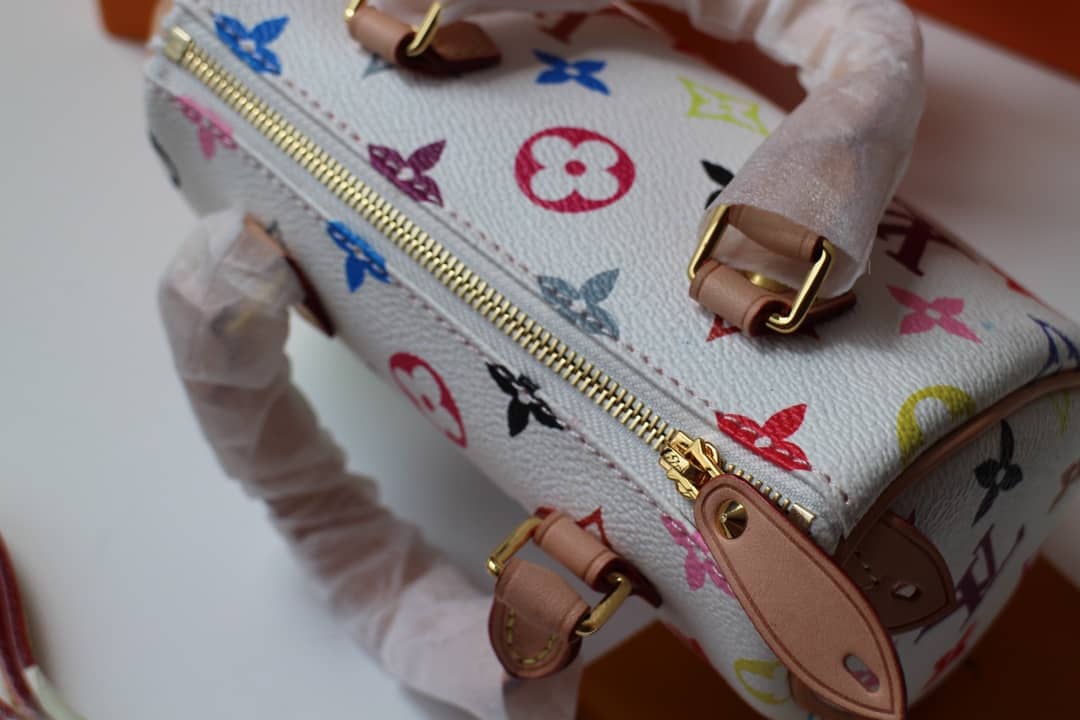 LV Duffle Bag Replica Monogram Multi Mini Speedy White M92645