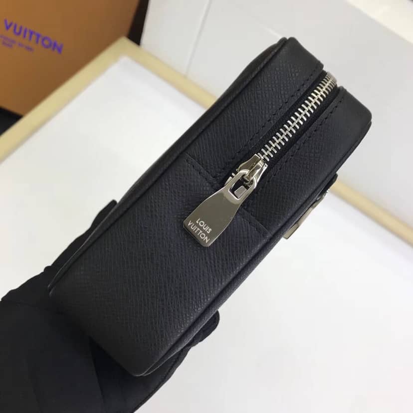 L0vis Vvtt0n Kasai Taiga Leather Canvas Replica Clutch Black M33409