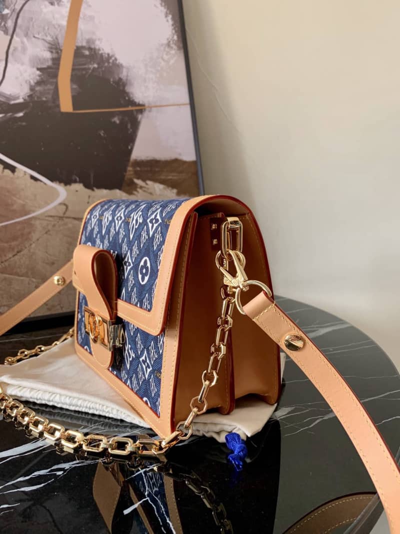 L0vis Vvtt0n Since 1854 Jacquard Pattern Dauphine MM Replica Shoulder Bag Blue M57211