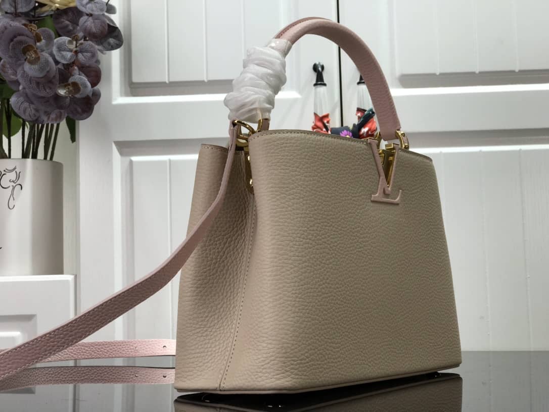 L0vis Vvtt0n Capucines MM 2way Leather Replica Shoulder Bag Apricot M57523