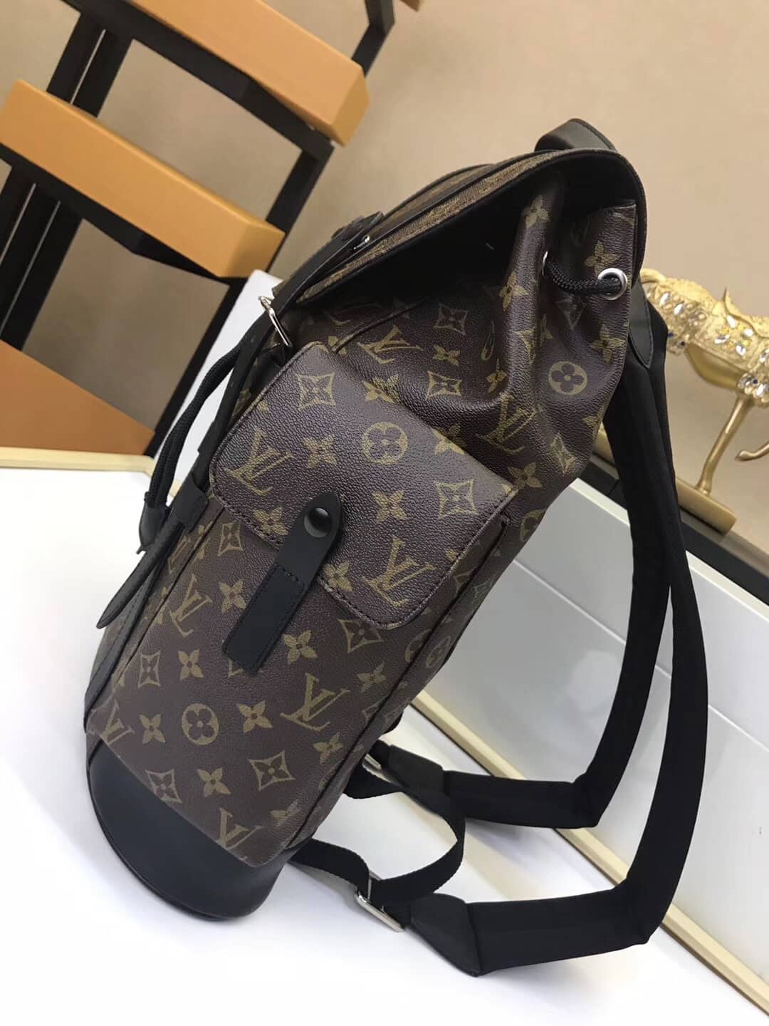 L0vis Vvtt0n Christopher PM Monogram Macassar Canvas Leather Replica Backpack M43735
