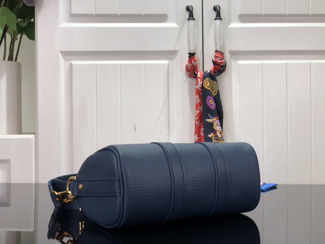 L0vis Vvtt0n x Nigo Keepall XS Leather Monogram Denim Bag Replica Blue M81011