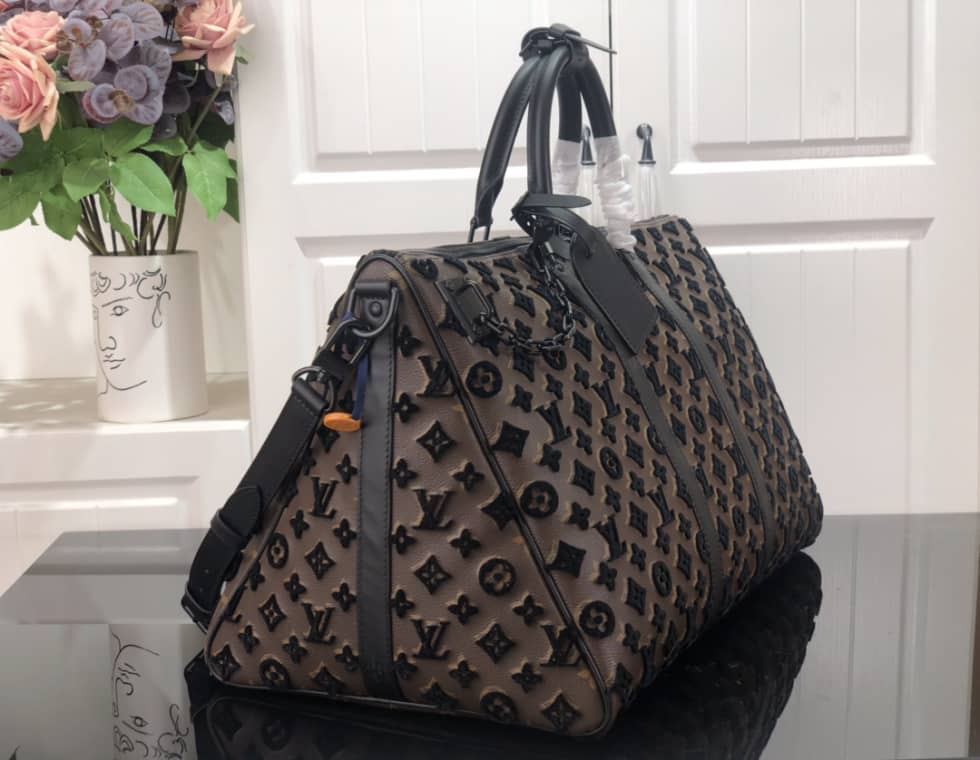 LV Duffle Bag Replica Keepall Triangle Bandouliere 50 Brown M45046