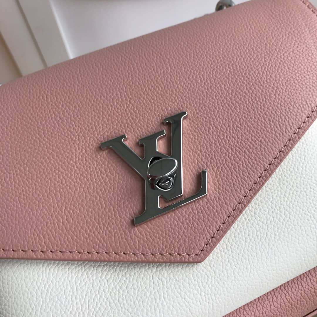 L0vis Vvtt0n MyLockMe BB Calf Chain Replica Shoulder Bag Pink White M51418