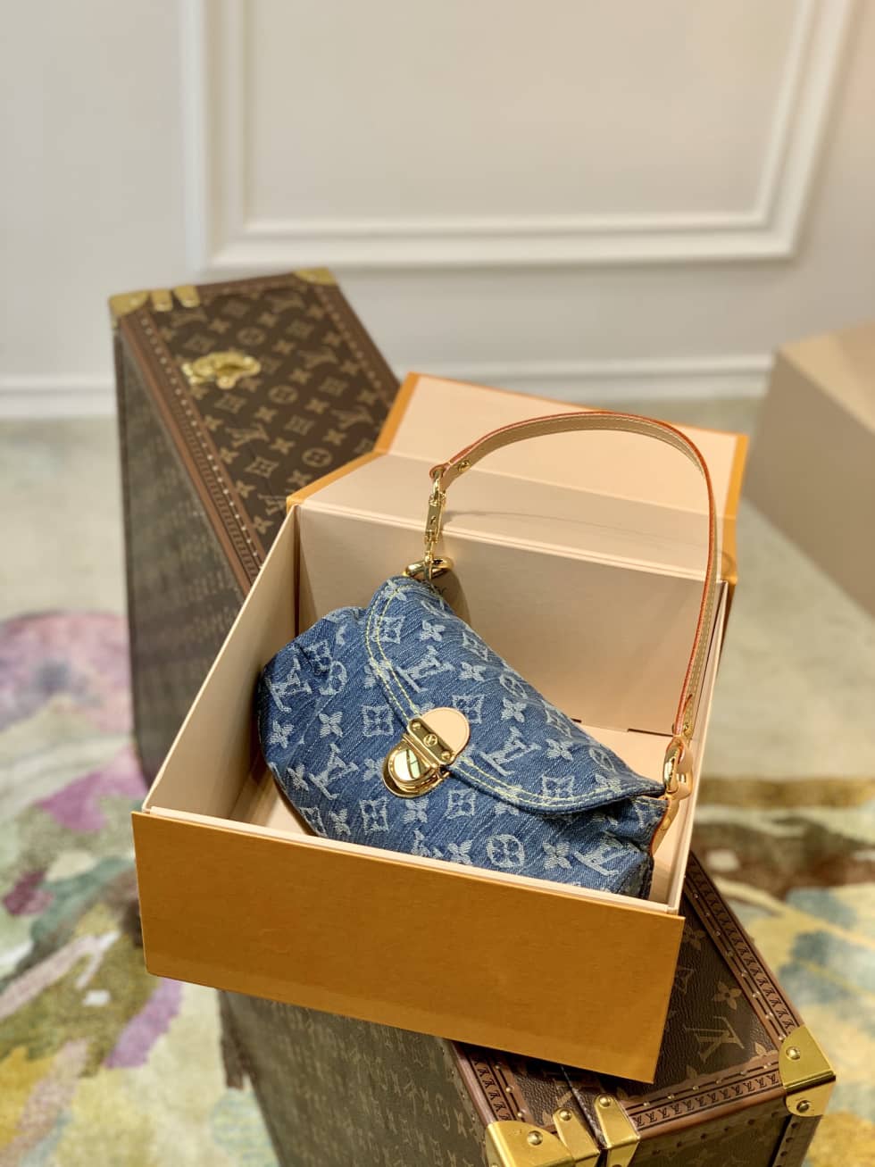 L0vis Vvtt0n Mini Pleaty Denim Blue M95050 Replica Shoulder Bag