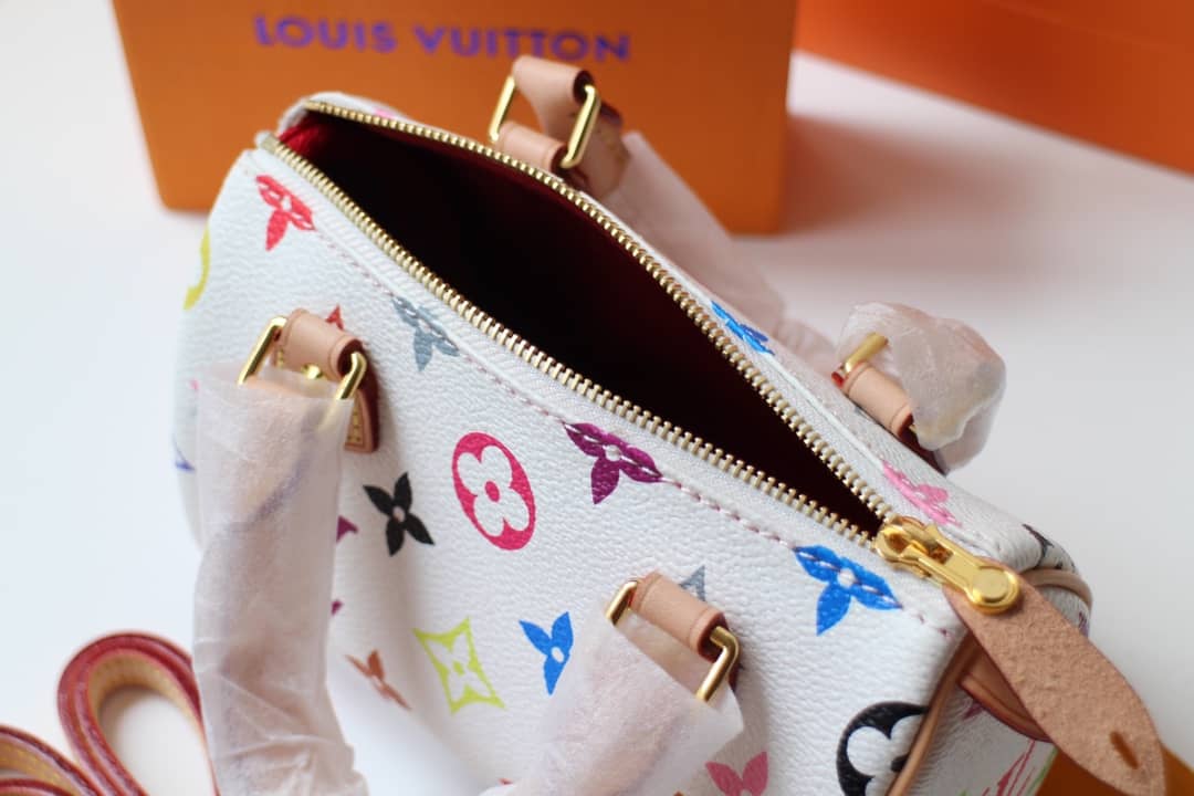 LV Duffle Bag Replica Monogram Multi Mini Speedy White M92645