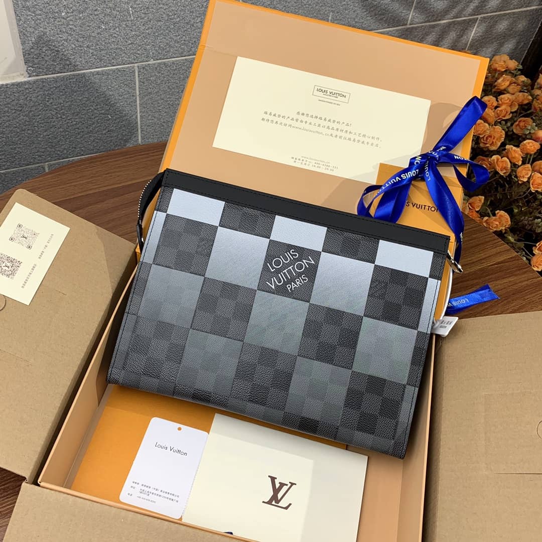L0vis Vvtt0n Pochette Voyage MM Damier Giant Canvas Bag Replica Gray N60412