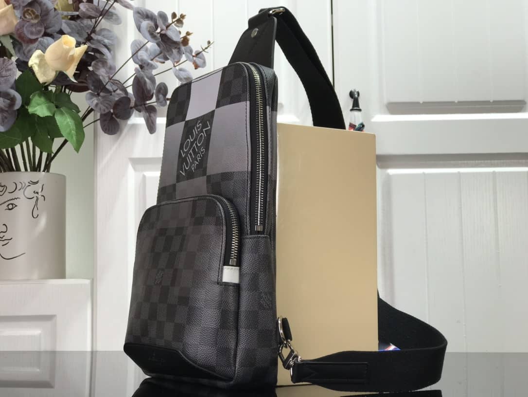 L0vis Vvtt0n Damier Graphite Mens Avenue Replica Sling Bag Black Gray N40403