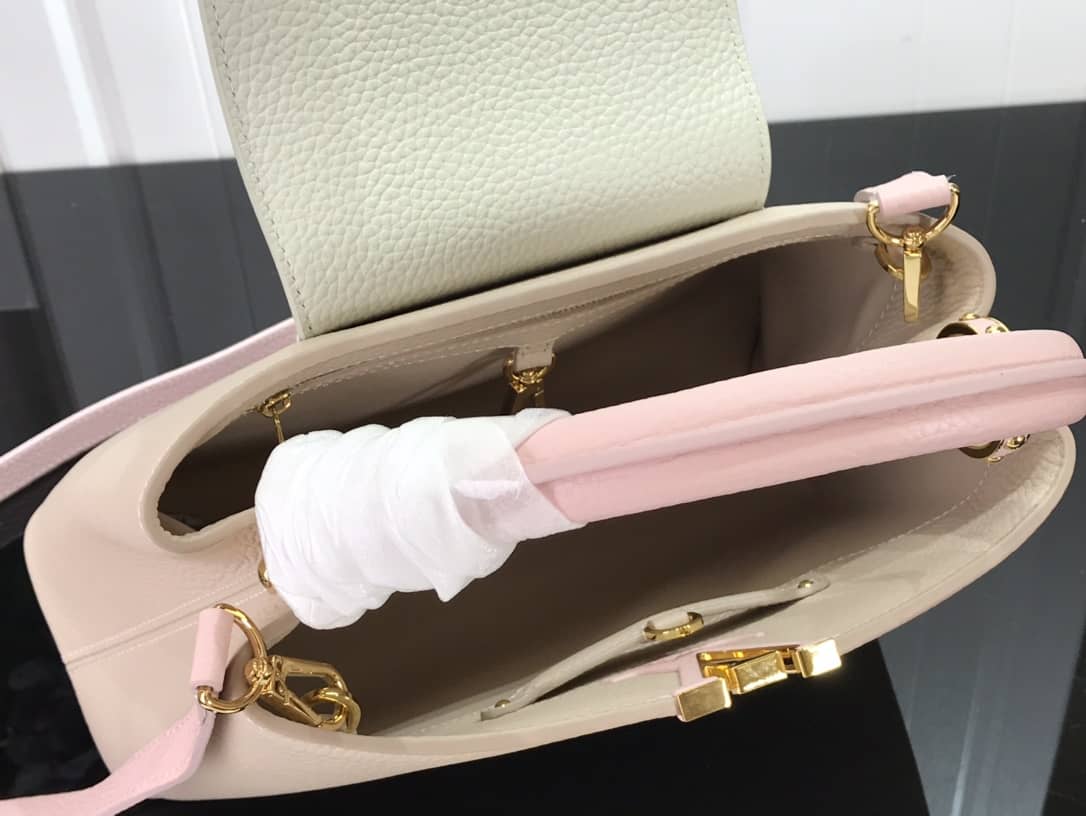 L0vis Vvtt0n Capucines MM 2way Leather Replica Shoulder Bag Apricot M57523