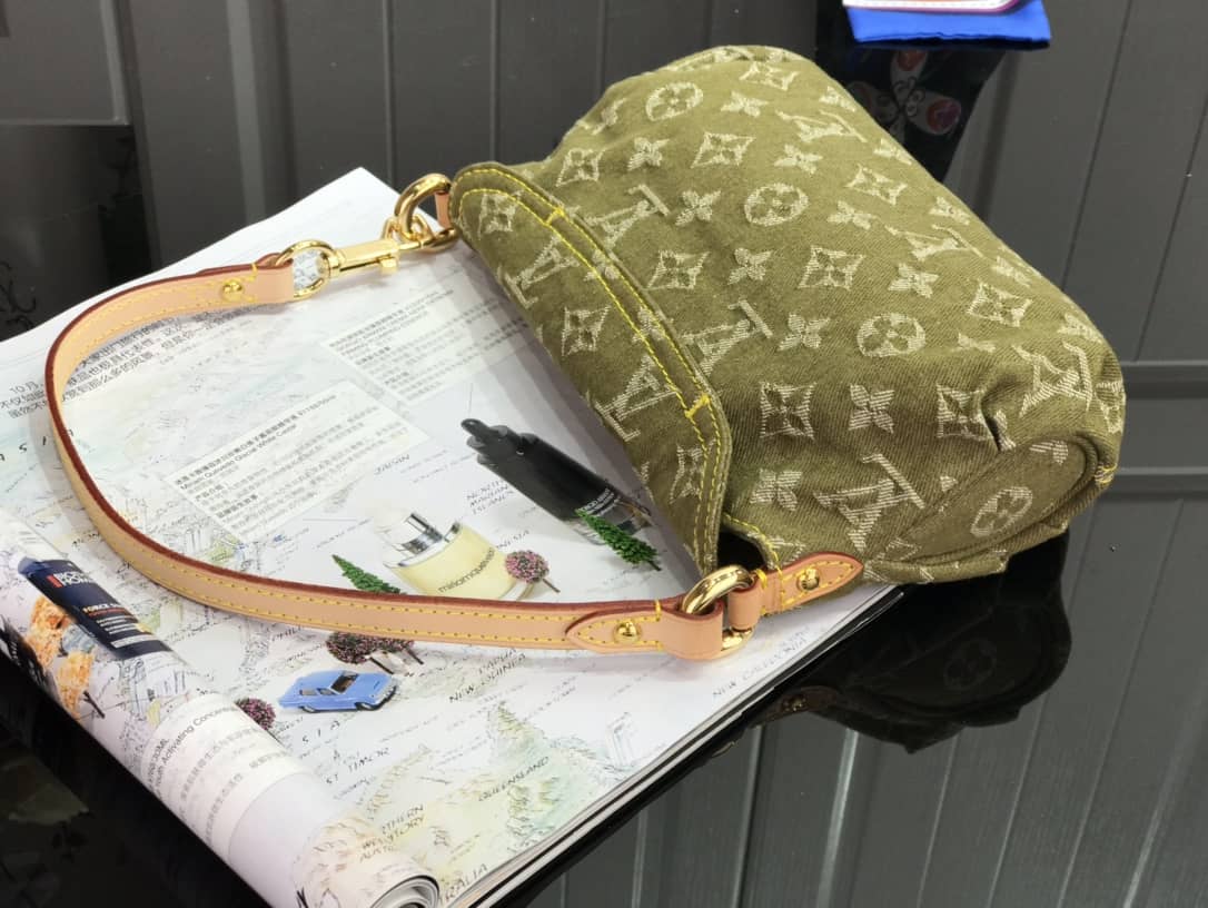 L0vis Vvtt0n Monogram Denim Mini Pleaty Replica Shoulder Bag Green M95050