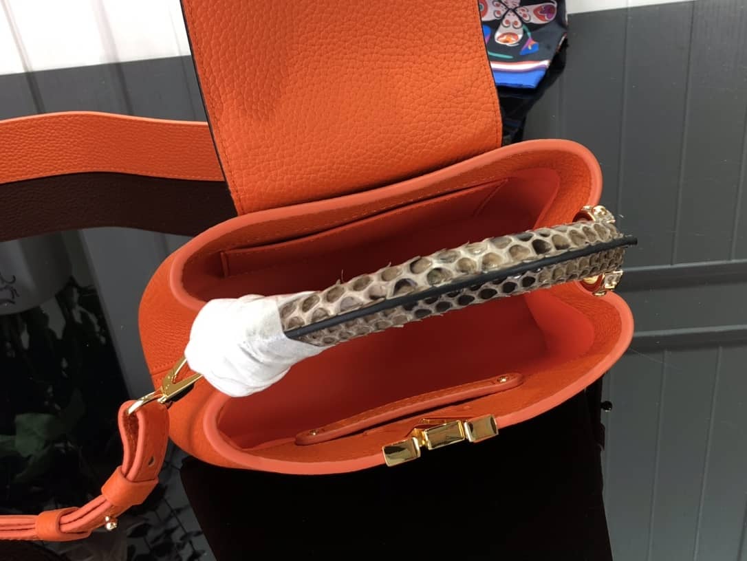 L0vis Vvtt0n Capucines Embroidery Replica Bag Orange M48865
