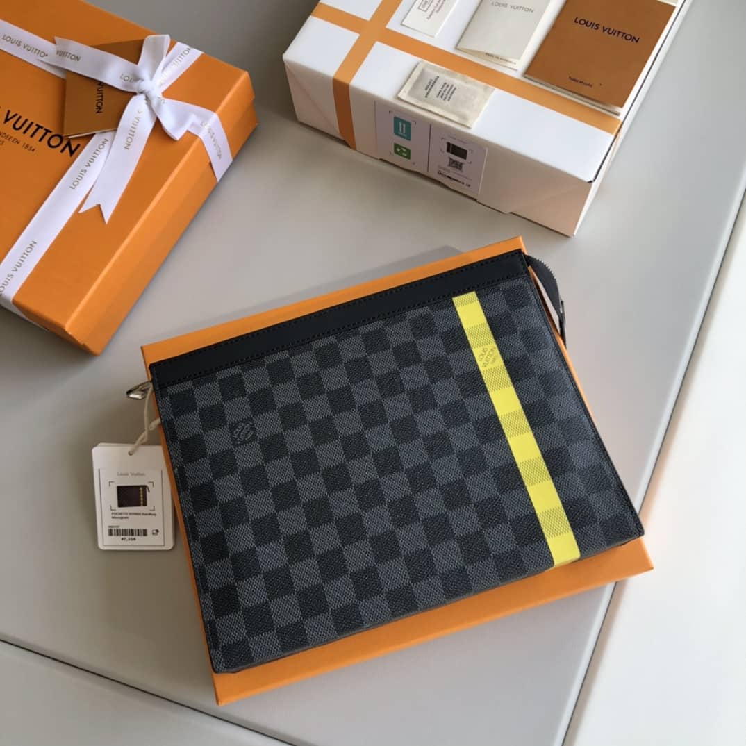 L0vis Vvtt0n Stripe Replica Pochette Voyage MM Damier Graphite Yellow N60107