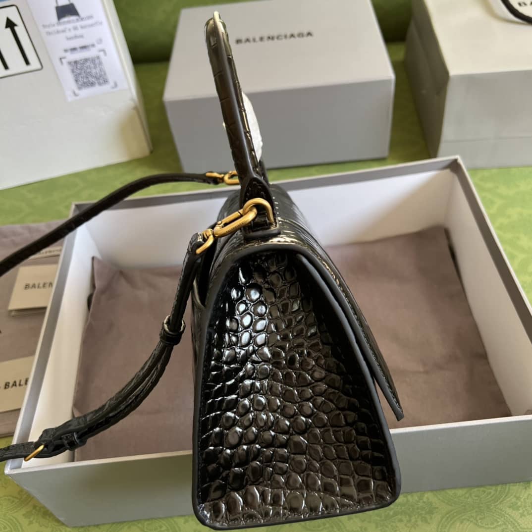 Ba1en*iaga Hourglass Leather Top Handle Replica Bag