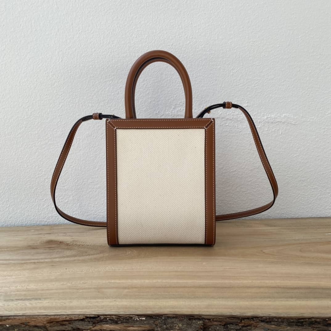 Ce1i*e Triomphe Canvas Calfskin Mini Vertical Cabas Replica Bag