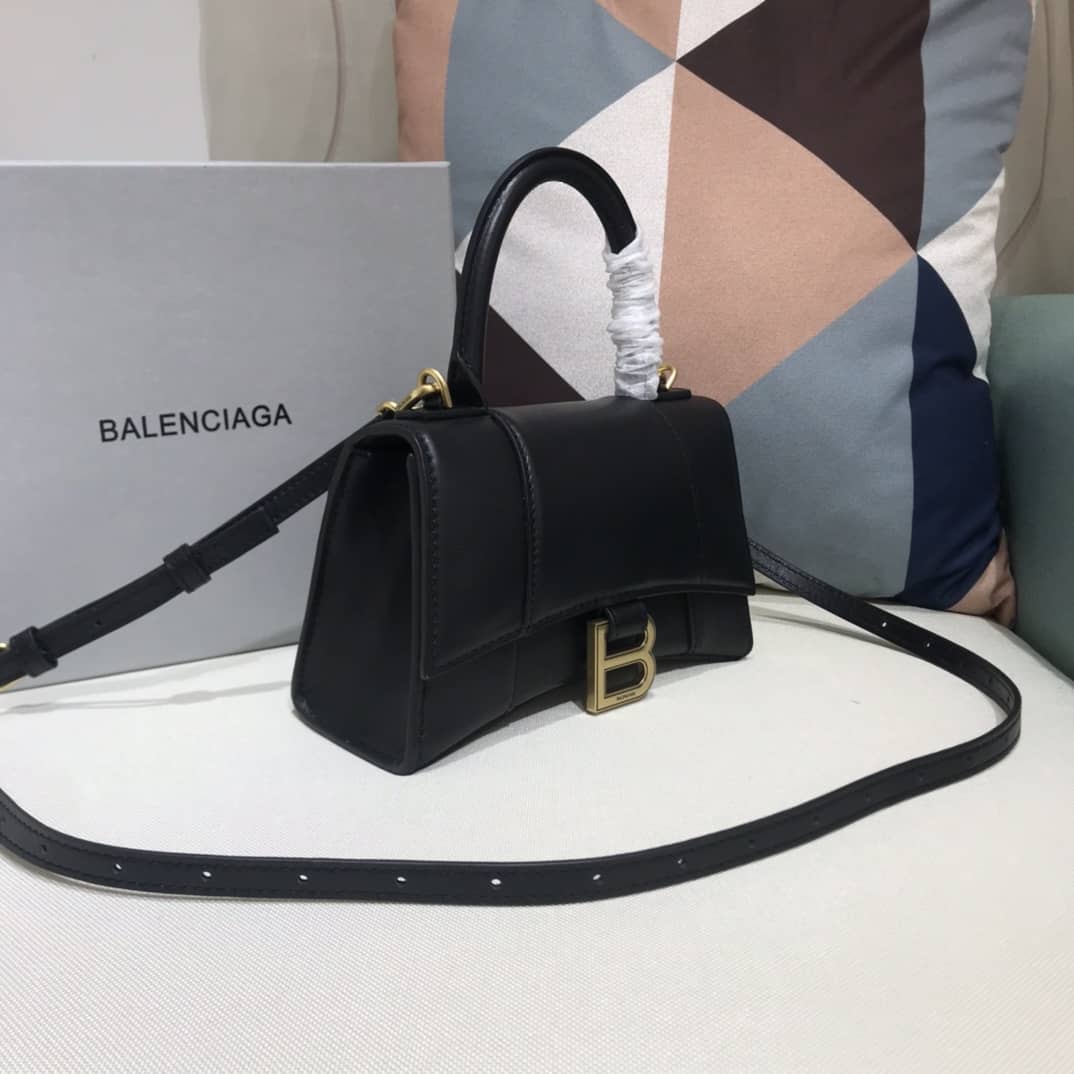 Ba1en*iaga Hourglass Leather Top Handle Replica Bag