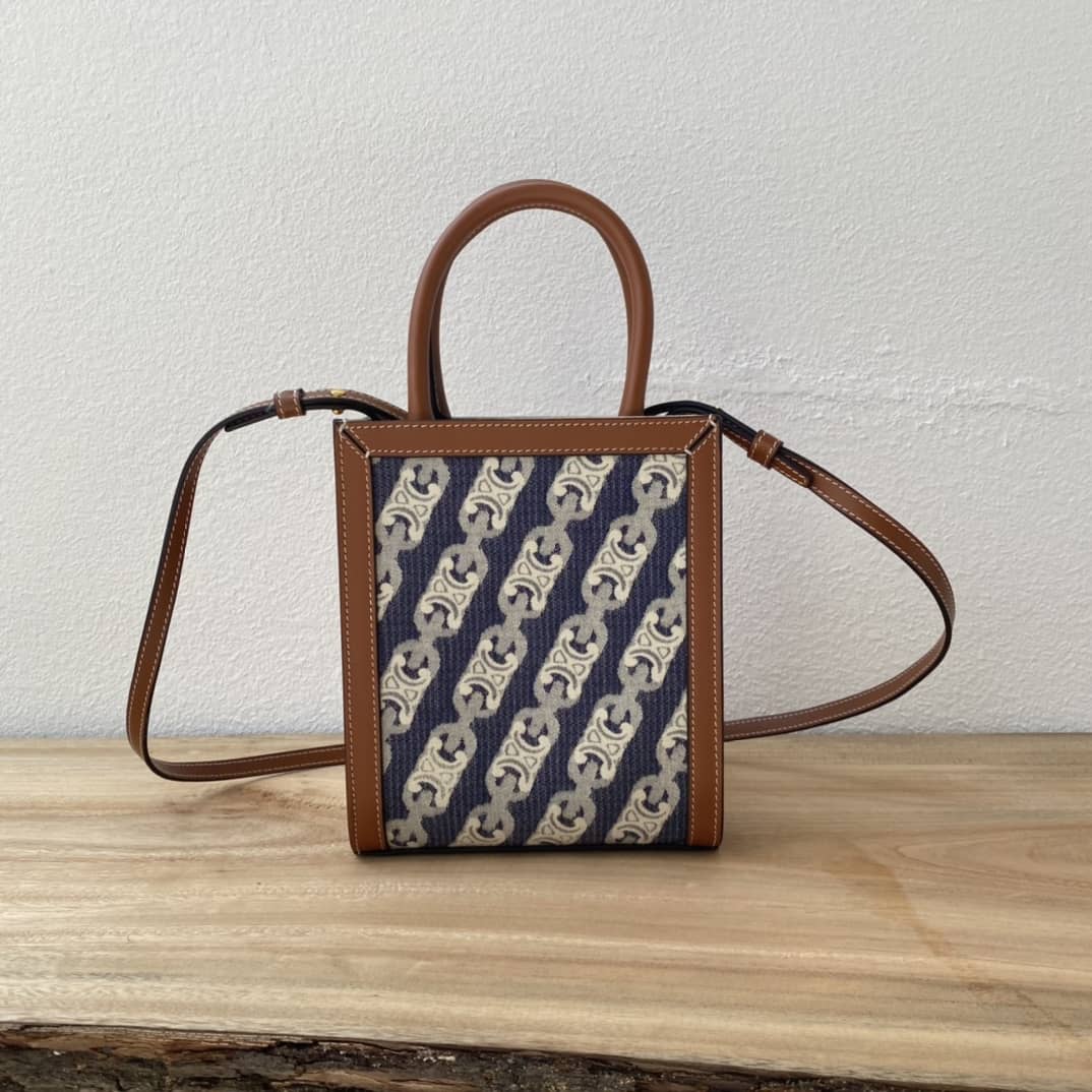 Ce1i*e Dupe Triomphe Canvas Calfskin Mini Vertical Cabas Replica Bag