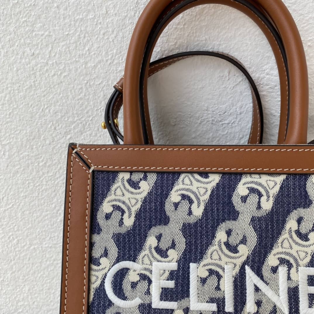 Ce1i*e Dupe Triomphe Canvas Calfskin Mini Vertical Cabas Replica Bag