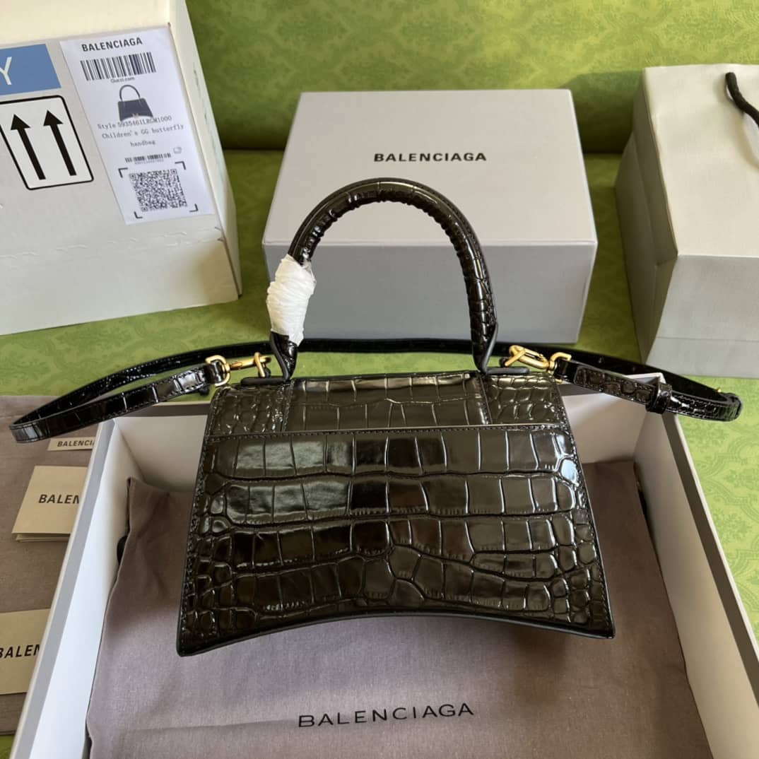 Ba1en*iaga Hourglass Leather Top Handle Replica Bag