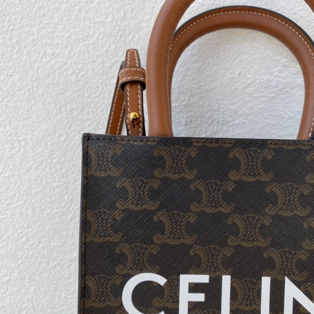 Ce1i*e Triomphe Canvas Calfskin Mini Vertical Cabas Replica Bag