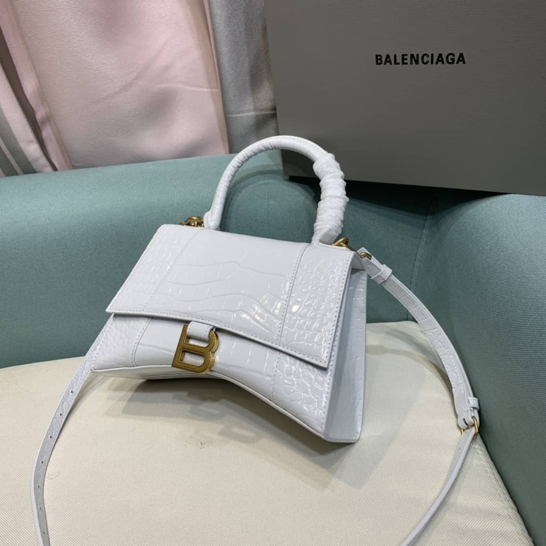 Ba1en*iaga Hourglass Leather Top Handle Replica Bag
