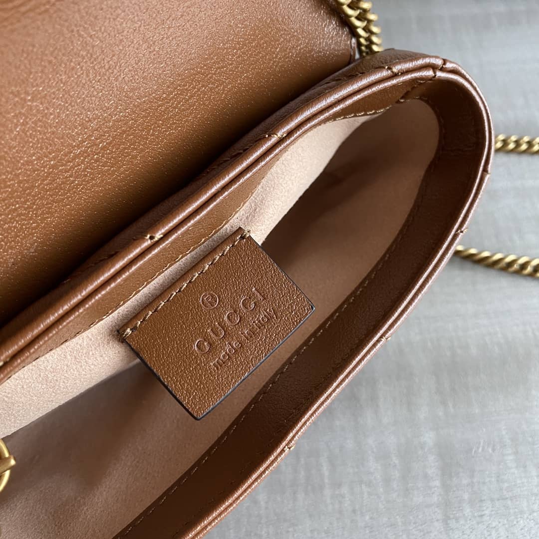 Gvc*1 GG Marmont Matelasse Leather Mini Shoulder Bag Replica Brown 476433