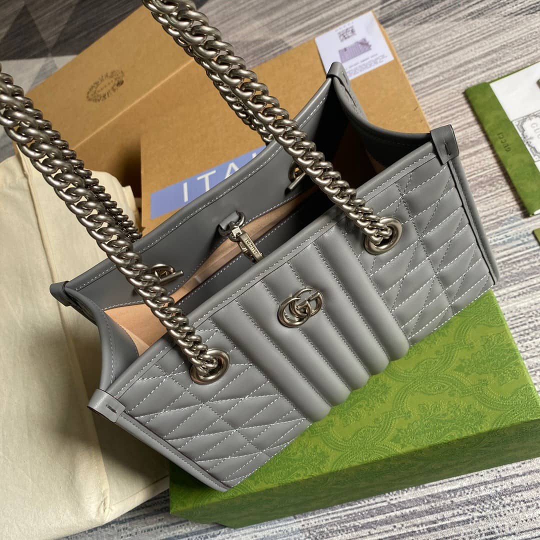 Gvc*1 GG Marmont Small Tote Bag Replica Gray 681483