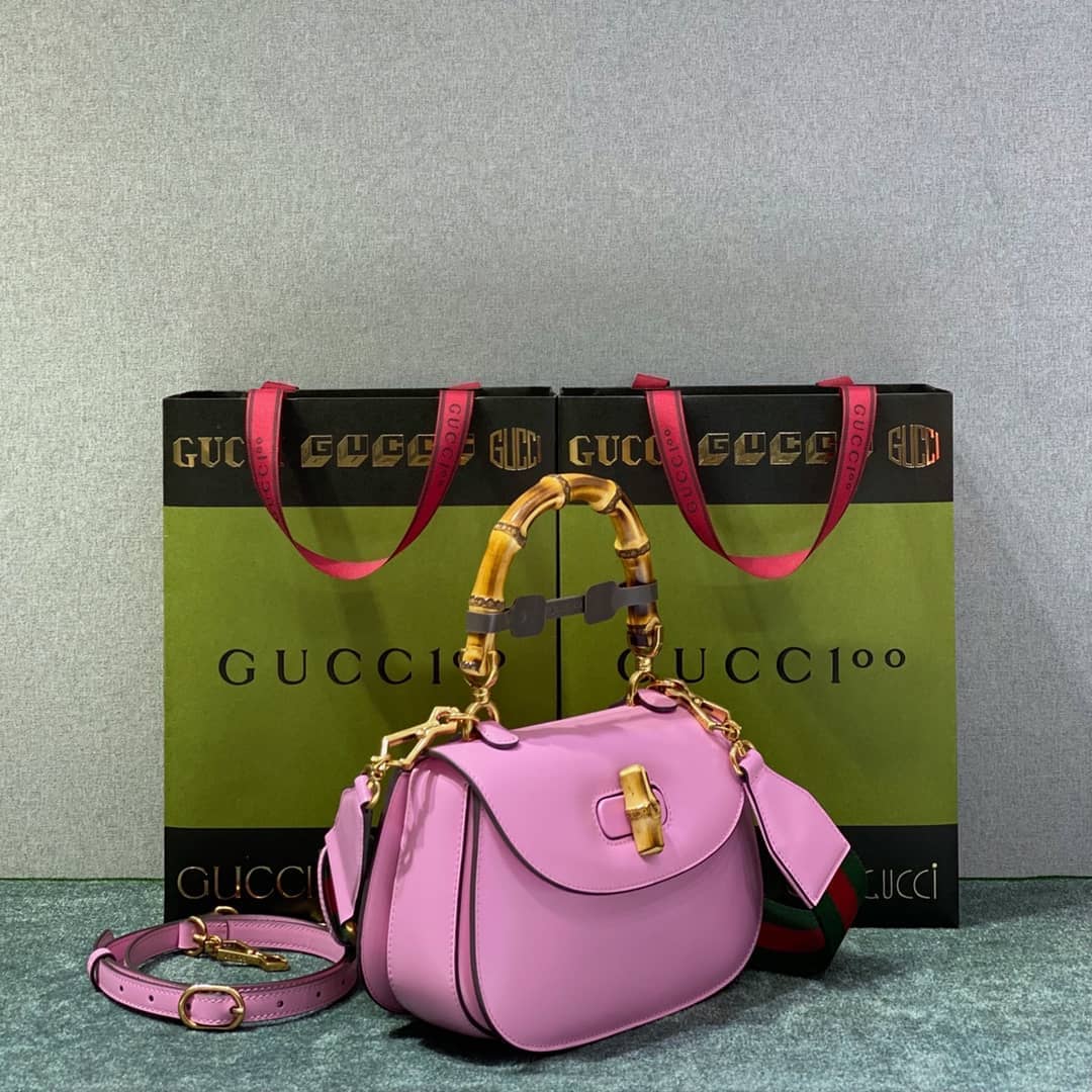 Gvc*1 Bamboo 1947 Small Top Handle Bag 675797 Pink 675797 Replica