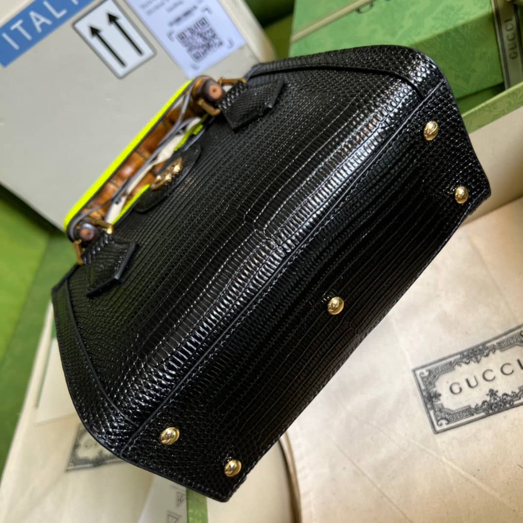 Gvc*1 Diana Lizard Mini Bag Black 675800 Replica Tote