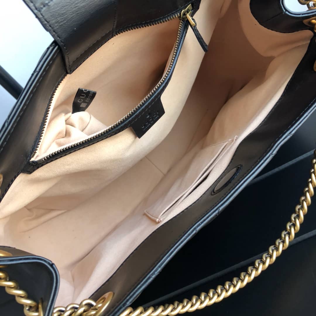 Gvc*1 GG Marmont Chain Shoulder Bag Replica Black 453569