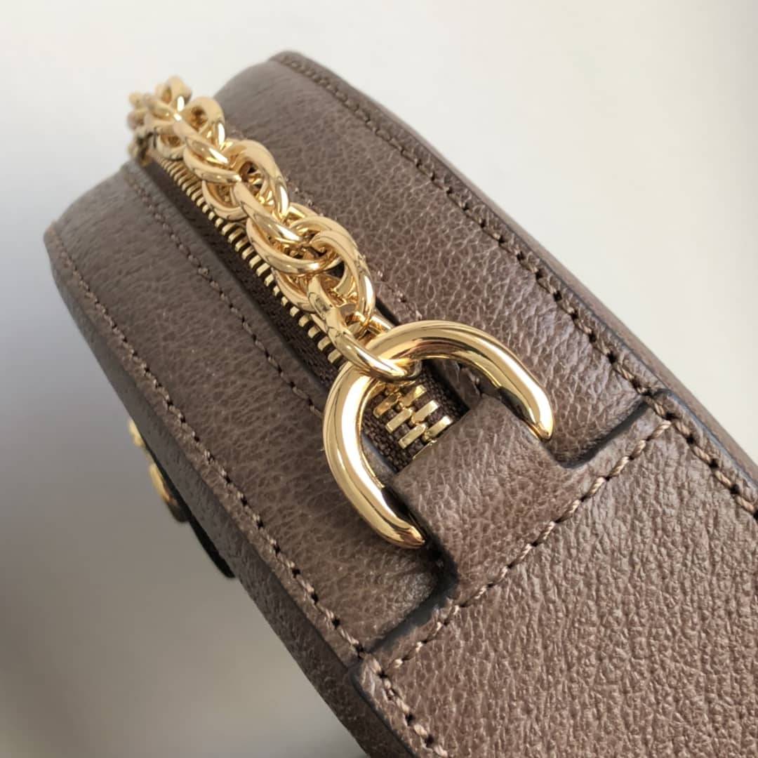 Gvc*1 Ophidia Mini Round Shoulder Bag Replica Brown 550618