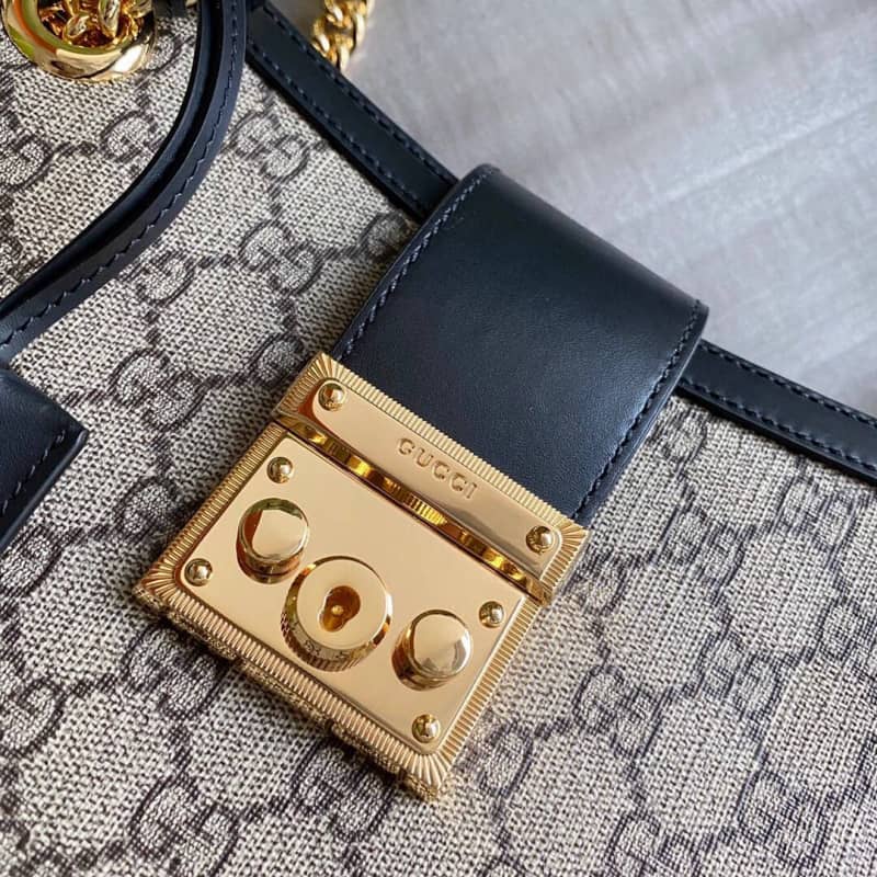 Gvc*1 Padlock Medium GG Svp*me Shoulder Bag Replica Gray Black 479197