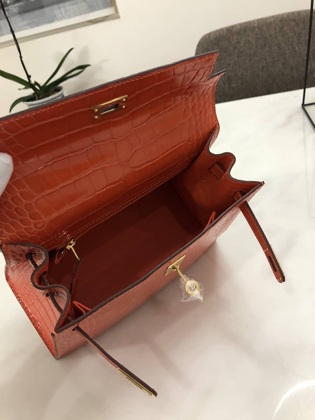 H**me5 Kelly Dupe 25CM Crocodile Shiny Replica Bag