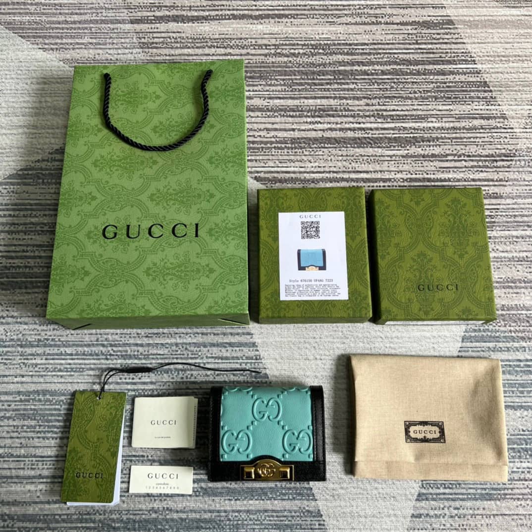 Gvc*1 GG Card Case Blue 676150 Replica Wallet