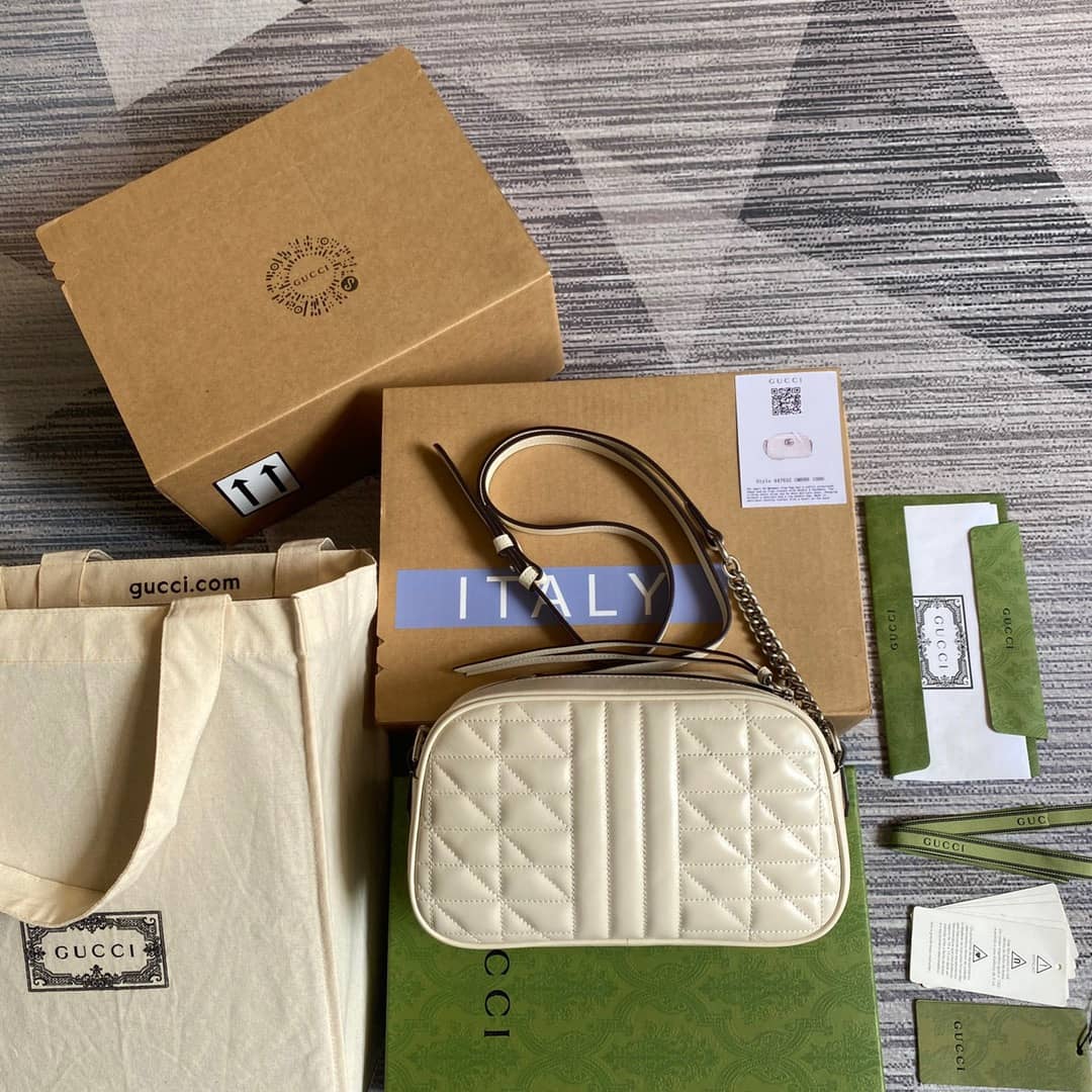 Gvc*1 Handbag Dupes GG Marmont Small Shoulder Handbag Camera Bag Replica White 447632