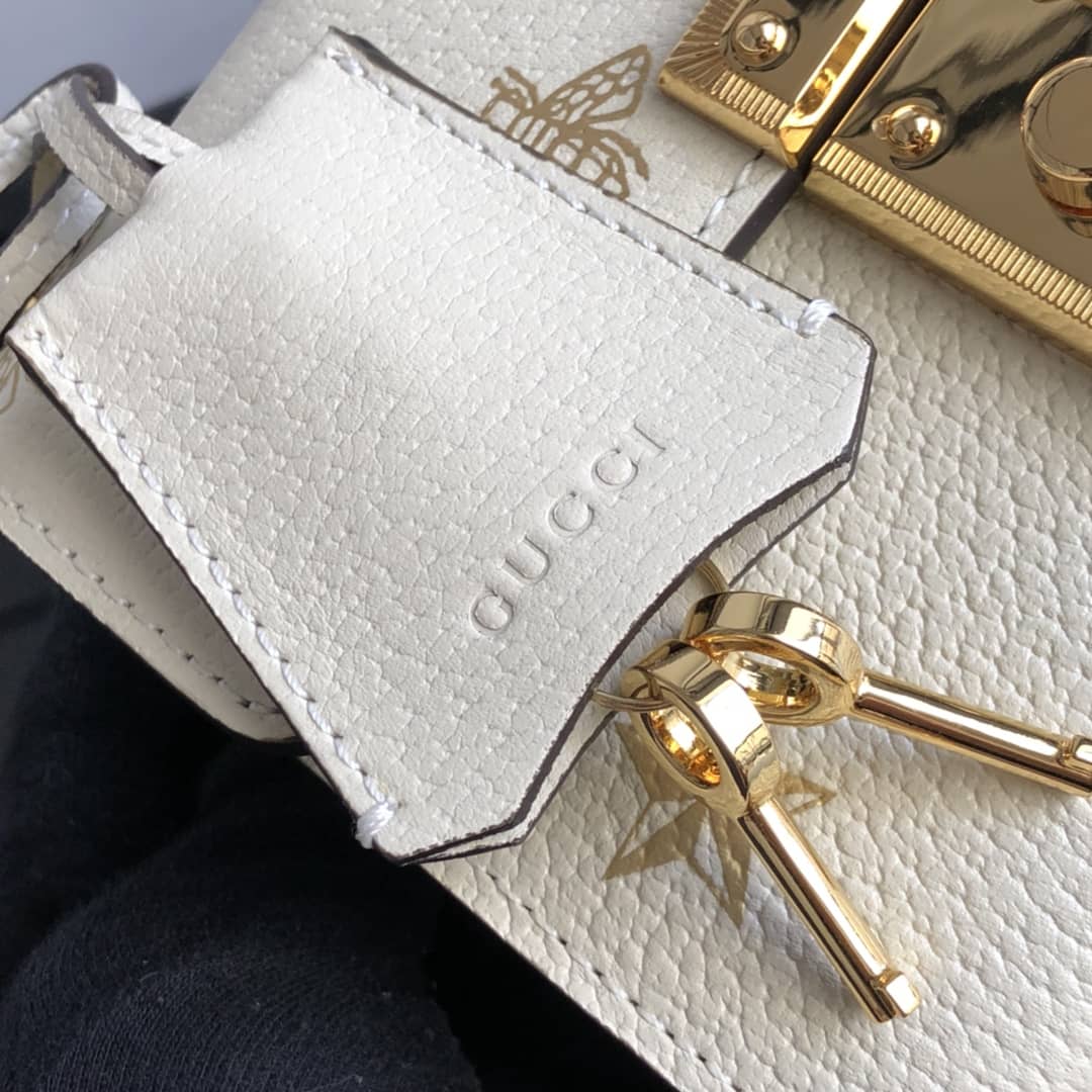Gvc*1 Padlock Bee Star Small Shoulder Bag Replica White 432182