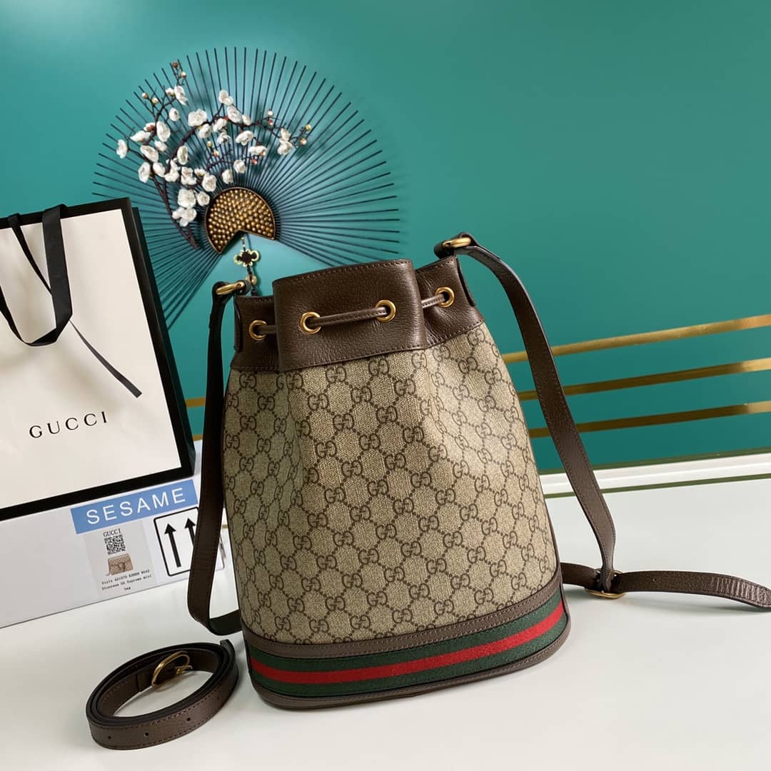 Gvc*1 Ophidia GG Svp*me Leather Bucket Bag Replica 540457
